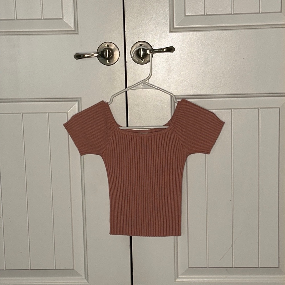 Ribbed Wide Neck Cropped Top